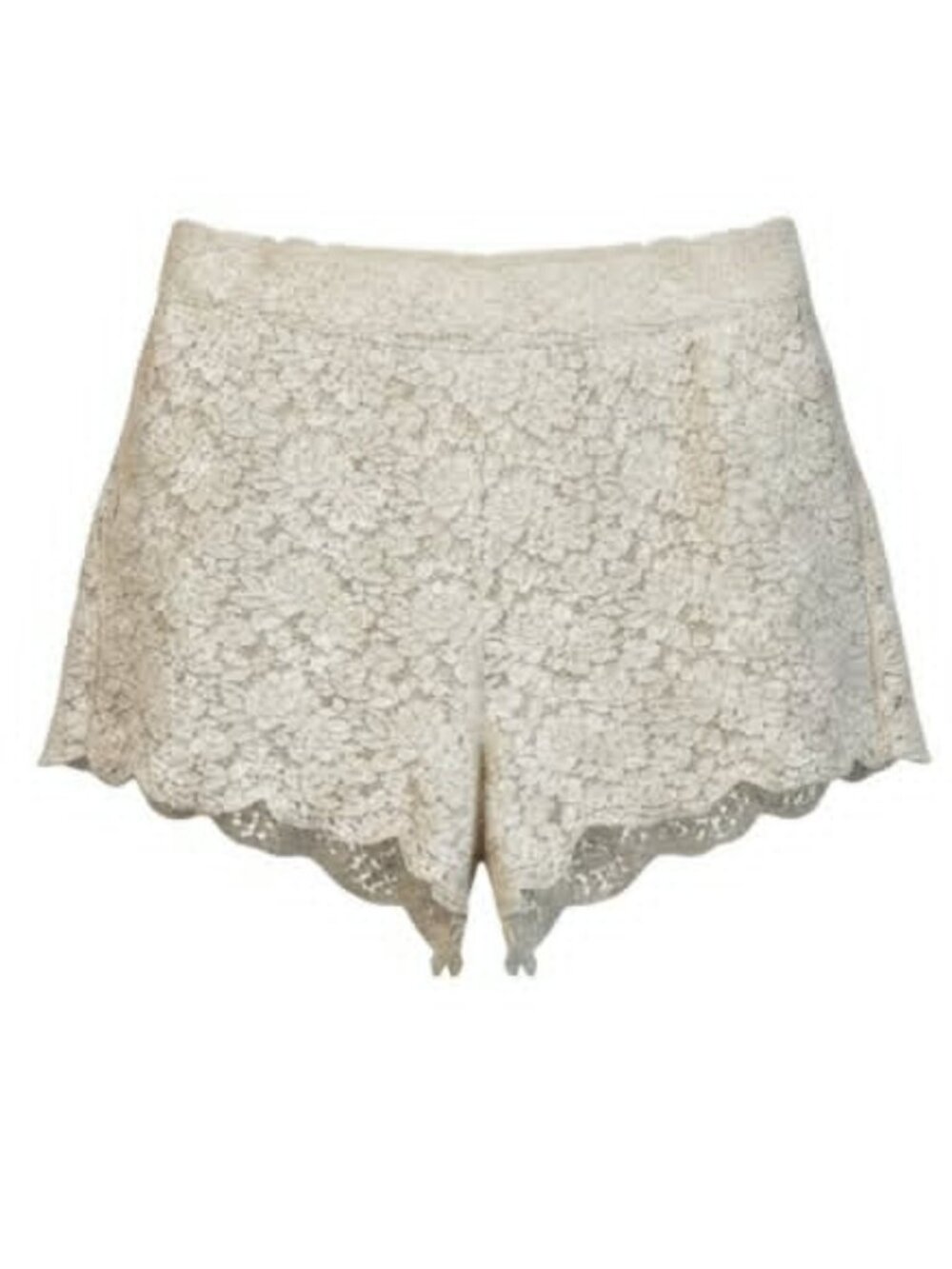 Free People Size S Ivory White Lace Scalloped Hem Elastic Waist Shorts